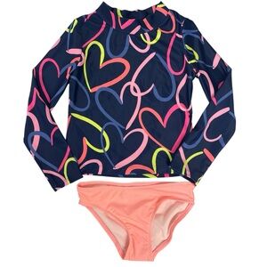 Carters Girls 2 Piece Rashguard Swimsuit Set Hearts Size 7